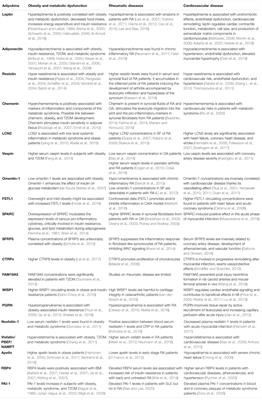 Adipokines: New Potential Therapeutic Target for Obesity and Metabolic, Rheumatic, and Cardiovascular Diseases